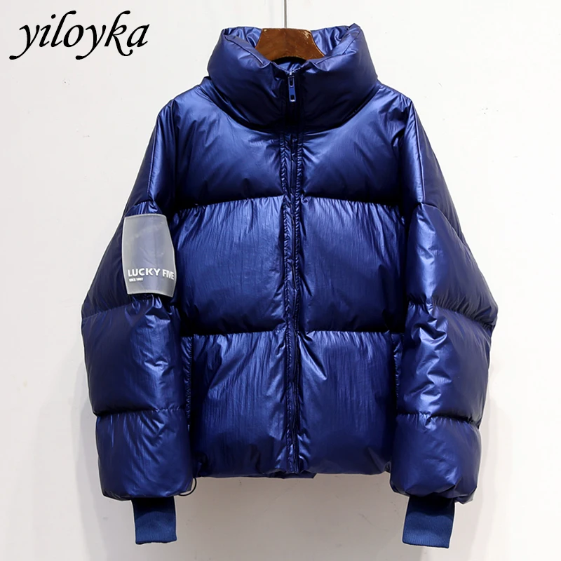 Meilleur Nouveau brillant imperméable femme veste Parka 2019 hiver veste femmes mode coupe vent chaud rembourré vers le bas Parkas femme manteau femmes