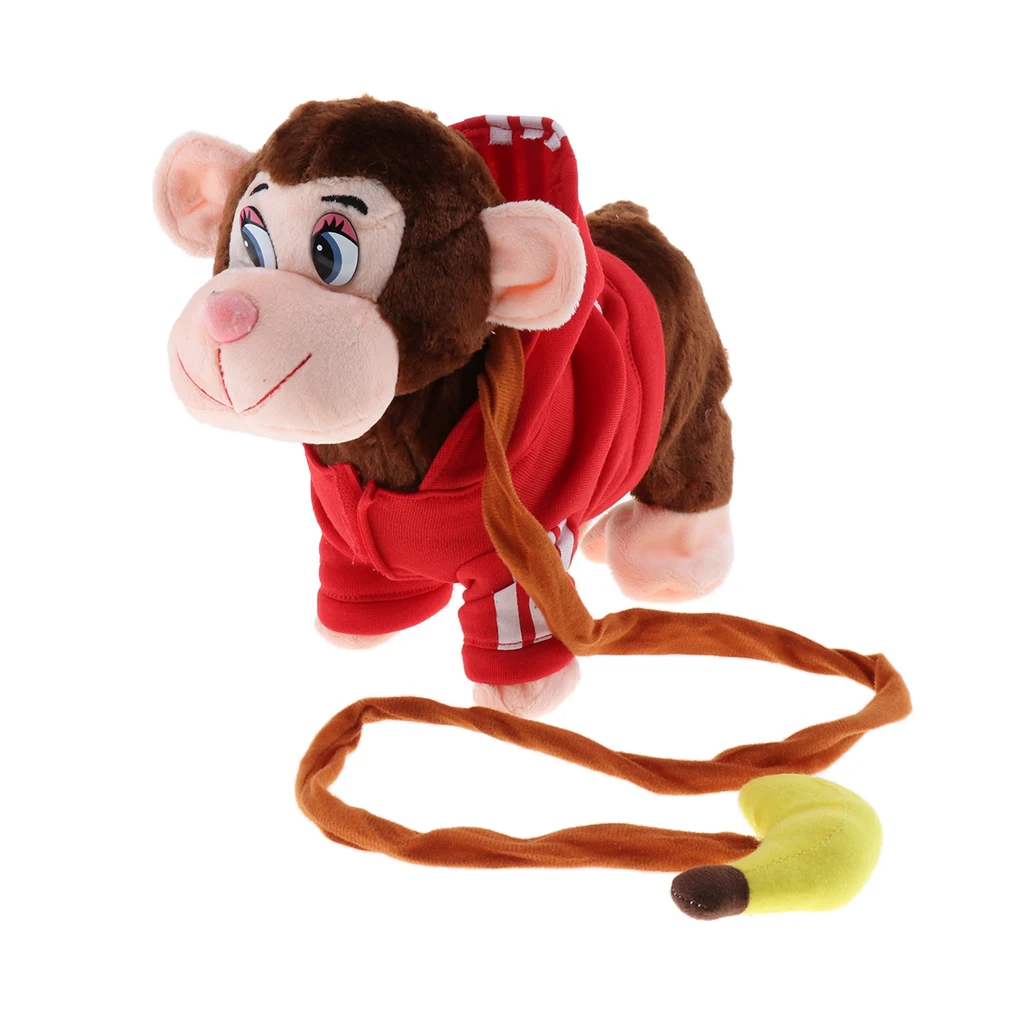 Электрический поводок домашних животных ходить по игрушке мягкие плюшевые обезьяны для детей ясельного возраста, реалистичные танцы и прогулки действия с музыкой
