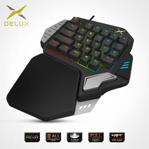 Delux T9X Single-handed Mechanical Gaming Keypad fully programmable USB wired keyboards with RGB backlight for PUBG LOL E-Sports Delux T9X Single-handed Mechanical Gaming Keypad fully programmable USB wired keyboards with RGB backlight for PUBG LOL E-Sports
