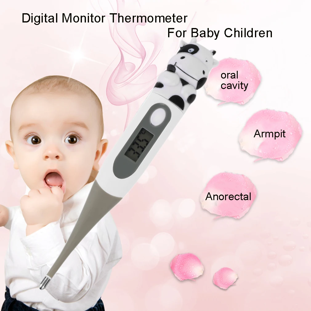 Милый термометр с цифровым монитором в виде мультяшных животных, лягушка/медведь/корова, диагностический инструмент, Oxter& Rope для детей, Прямая поставка