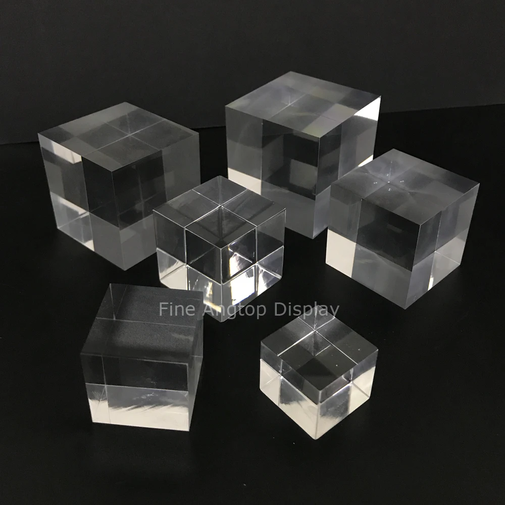 Acrylic Display Block Platform Modern Fine Exhibition Jewelry Earring Rings Bracelets Stands Figure Art Store Gallery Trade Show clear acrylic earrings studs stands solid block holder display showcase for jewelry shop counter photo store trade show