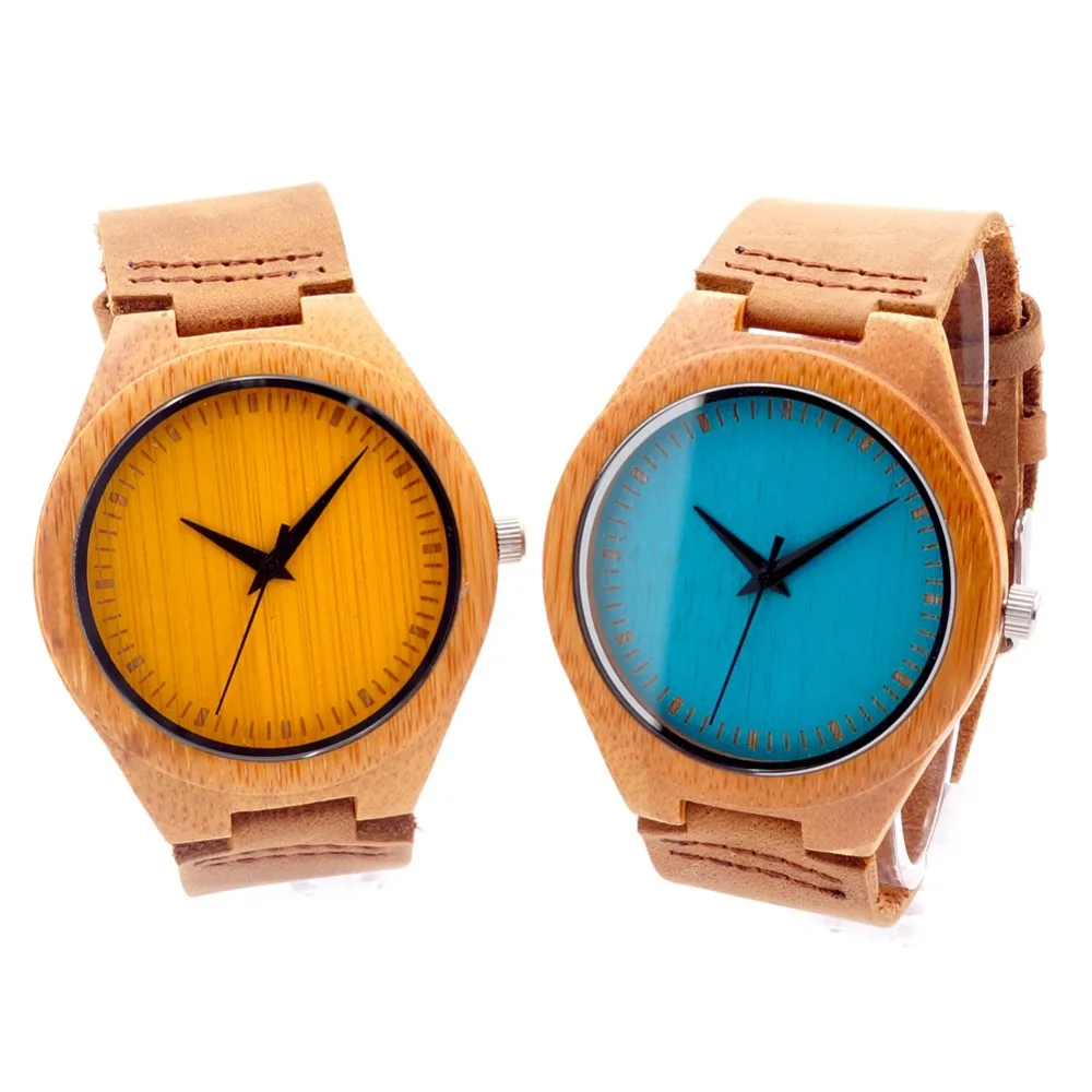 

BOBO BIRD New Colorful Natural Bamboo Wood Men Watches With Real Leather Strap Relogio Masculino In Gift Box