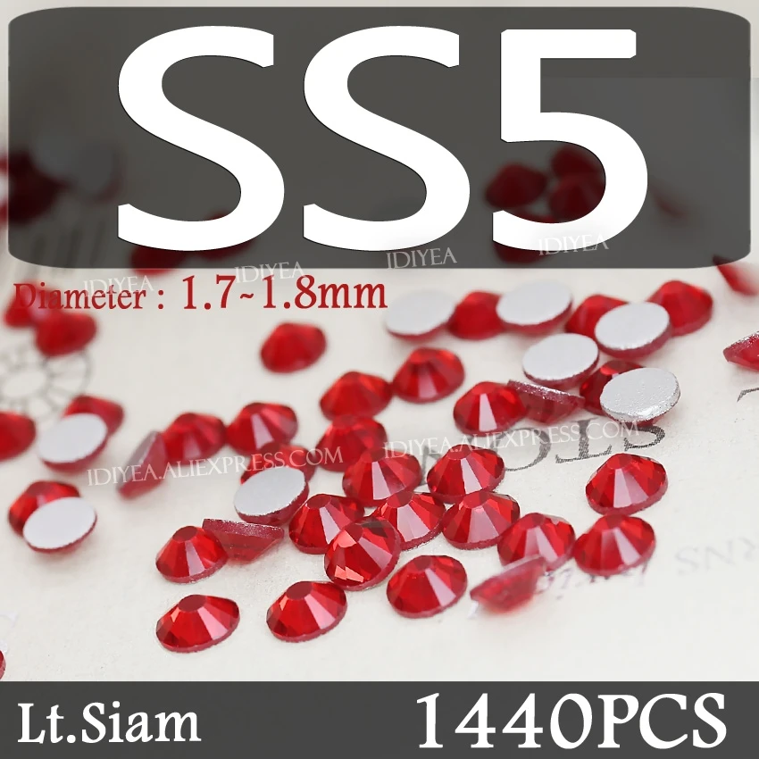 Lt. Siam смешанные размеры SS3-SS10 SS4-SS30 Стразы для дизайна ногтей украшения не горячей фиксации хрустальные ногти блестит для DIY Декор Маникюр - Цвет: SS5 1440PCS