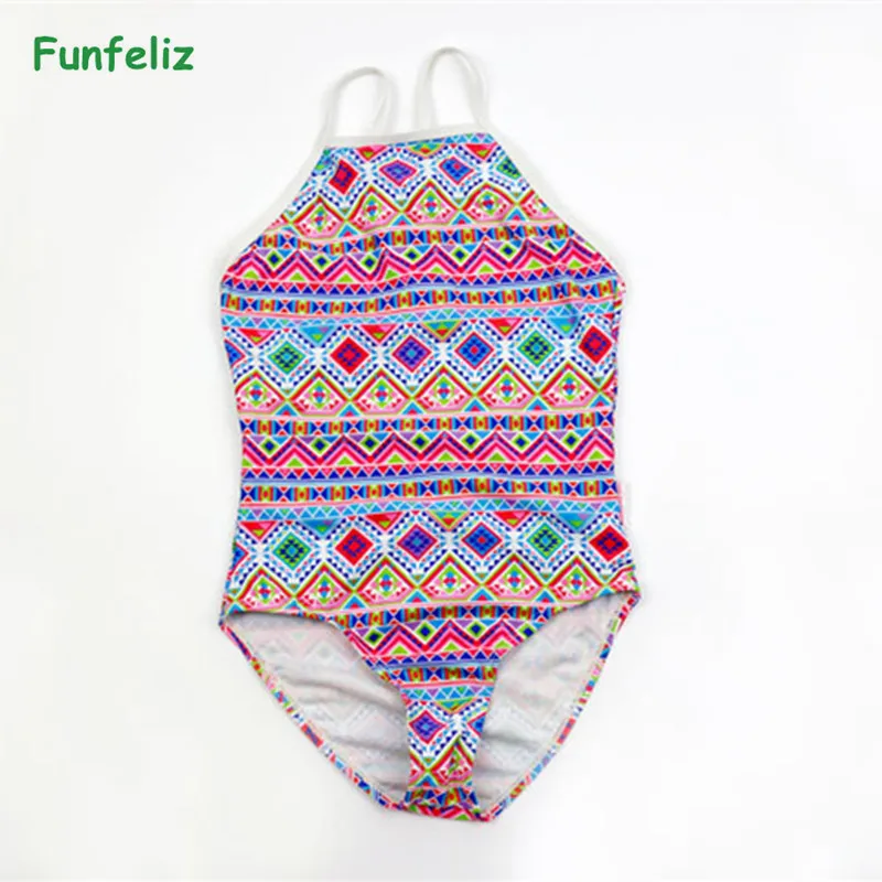 

Girls swimwear 3-14 Years Print One Piece Swimsuit for Children Strap Teenage Girl Sport Bathing Suits
