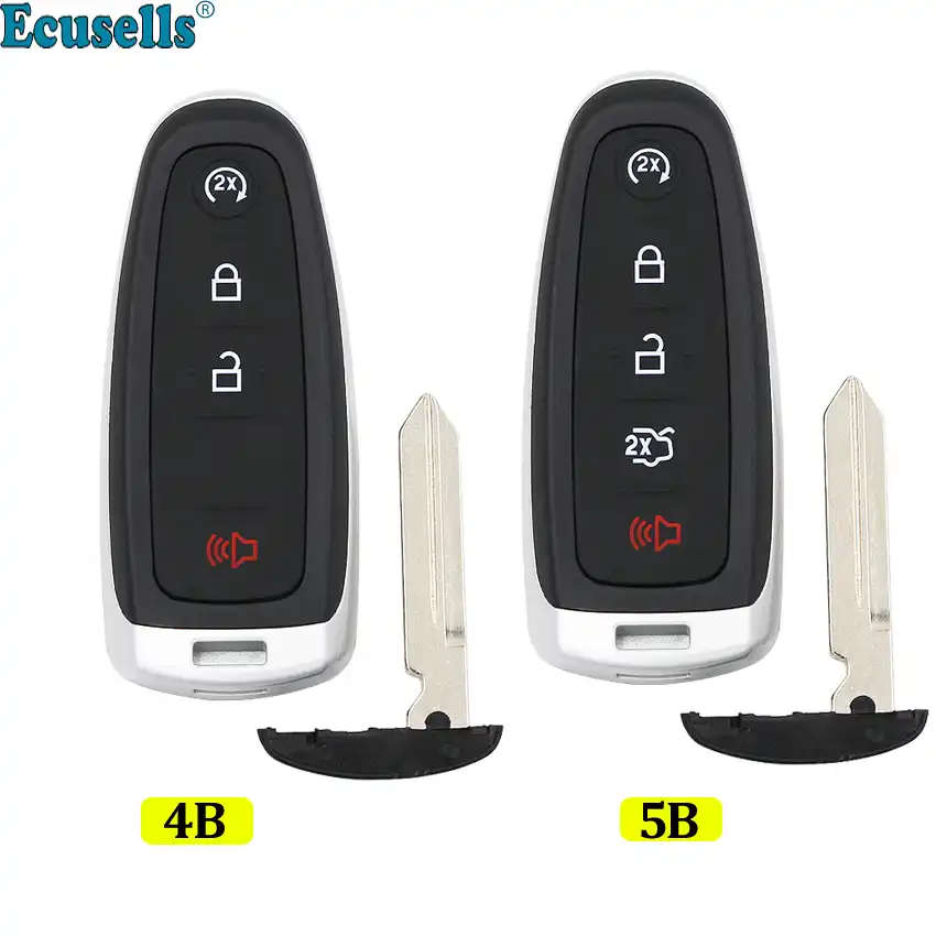 5 Buttons Fashion Genuine Leather keyless Remote Smart Key Fob case Cover Keychain for Ford Edge Escape Explorer Flex Focus Taurus Fusion C-Max Lincoln MKS MKT MKX M3N5WY8609 TM Royalfox Black//red