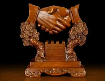 

Resin cooperation win-win office desktop creative integrity world handshake ornaments
