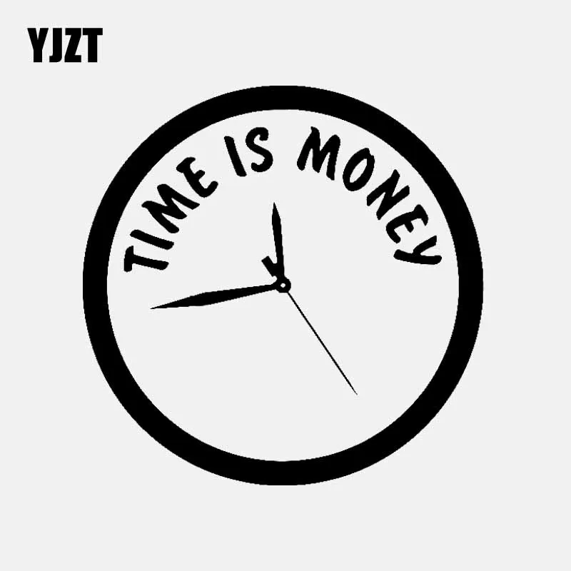 YJZT 13.3CM*13.3CM TIME IS MONEY Decor Vinyl Decal Car Sticker Clock Black/Silver C3 1129in Car