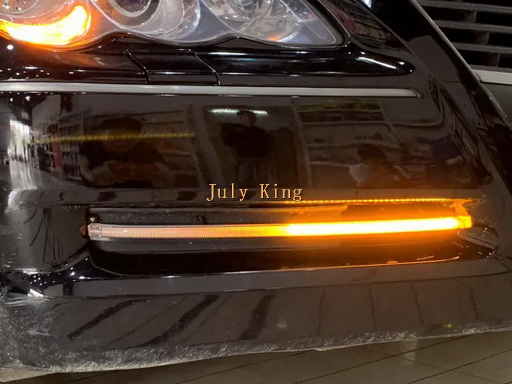 July King светодиодный дневные ходовые огни DRL чехол для Toyota Mark X eiz 2005-2009, СВЕТОДИОДНЫЙ DRL с желтым стримером указатели поворота светильник