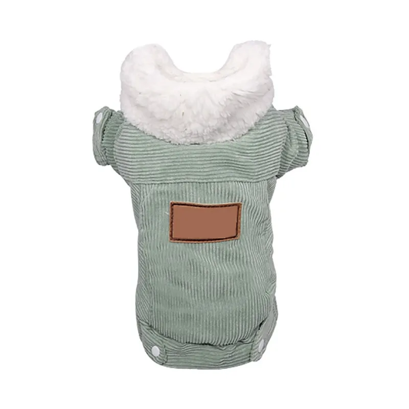 Осенне-зимняя Вельветовая куртка из хлопка с изображением щенка, плотное хлопковое пальто-Тедди - Цвет: green