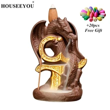 Горелка для благовоний с обратным потоком Дракон Птерозавр подставка для ароматических палочек курильница фиолетовая глина ароматерапия печь креативный орнамент чай Pet