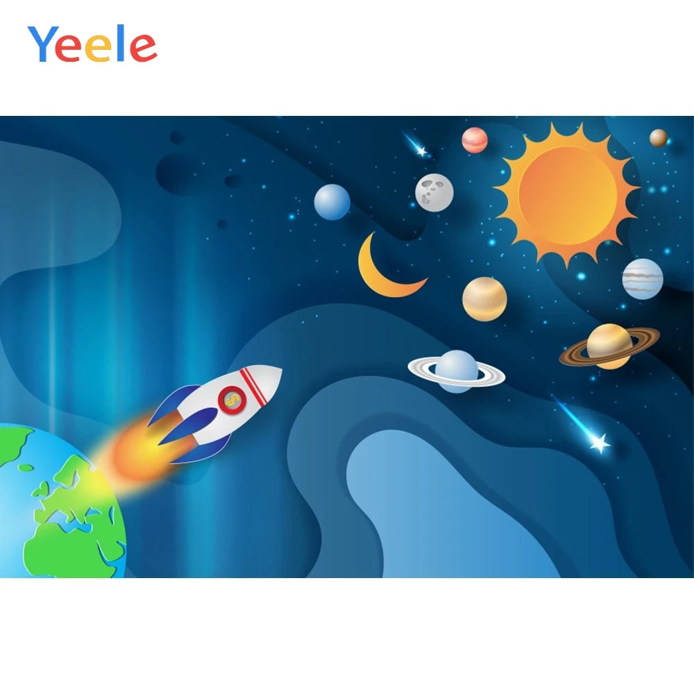 

Yeele Space Earth Sun Spacecraft Planet Scene Photography Background Boy Children Party Photographic Backdrop For Photo Studio