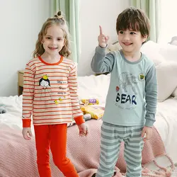 Пижамные комплекты для мальчиков и девочек, детский Рождественский костюм, 100% хлопок, пижамы с длинными рукавами, детская одежда для сна