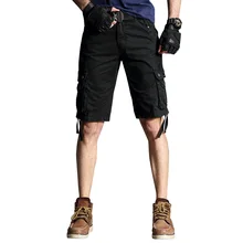 Мужские свободные повседневные шорты Карго с несколькими карманами, короткие штаны, камуфляжные уличные шорты милитари, комбинезоны до колена, ABZ336
