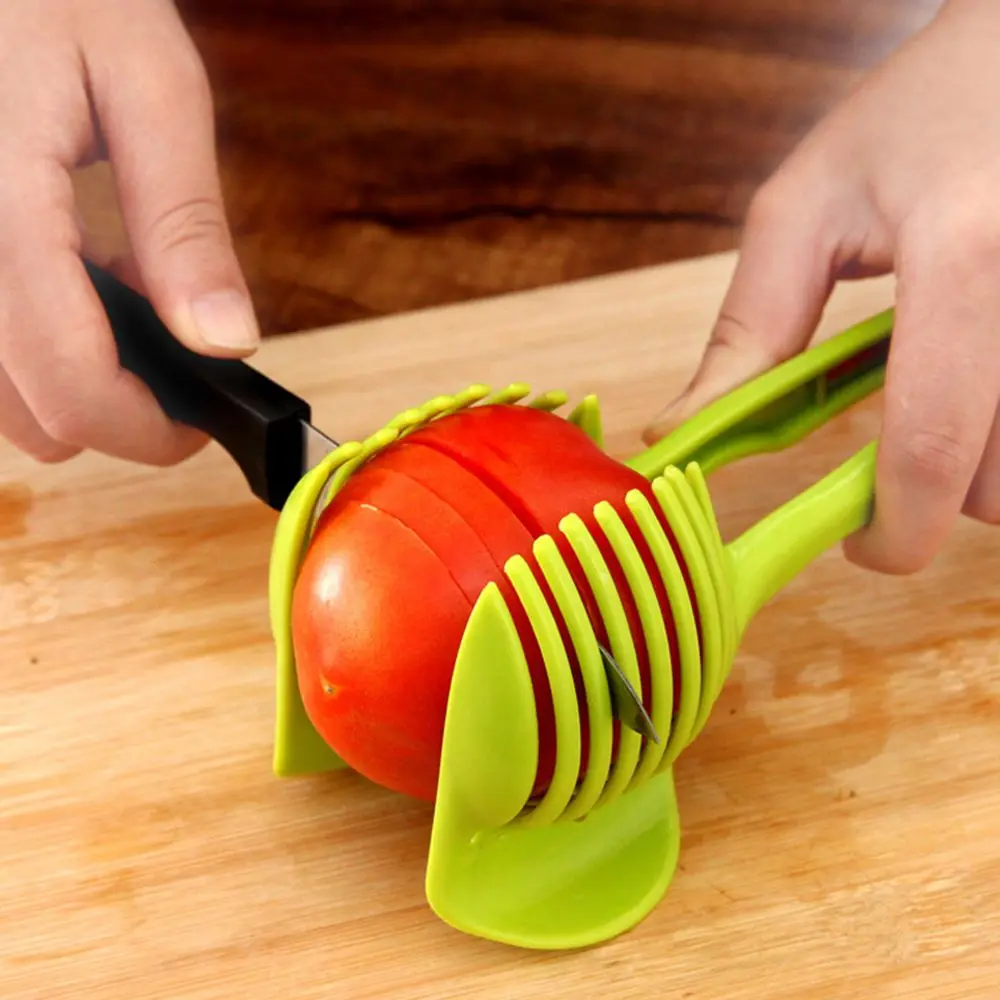 

1Pcs Tomato Slicer Plastic Fruits Cutter Tool Perfect Slicer Tomato Potato Onion Shreadders Slicer Lemon Cutting Holder