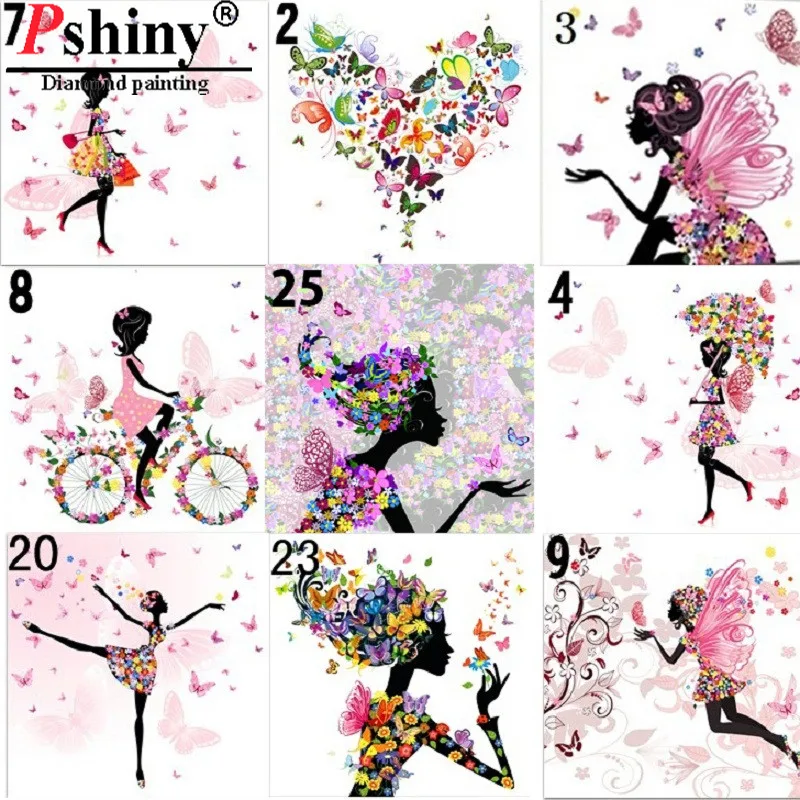 PSHINY 5D DIY Алмазная вышивка продажа цветы фея мультфильм картины из кристаллов