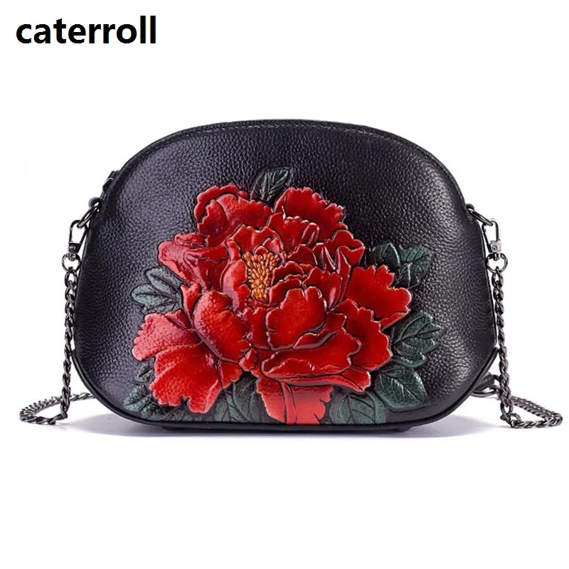 

women bag genuine leather shoulder bags embossed peony luxury handbags real leather messenger bag small shell ladies handbag