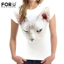 FORUDESIGNS Women 3D T-shirt Canadian Hairless Cat Print Shirt O-Neck Short Sleeve punk sphynx Cat T Shirt Bodybuilding Tee 2018 FORUDESIGNS Women 3D T-shirt Canadian Hairless Cat Print Shirt O-Neck Short Sleeve punk sphynx Cat T Shirt Bodybuilding Tee 2018