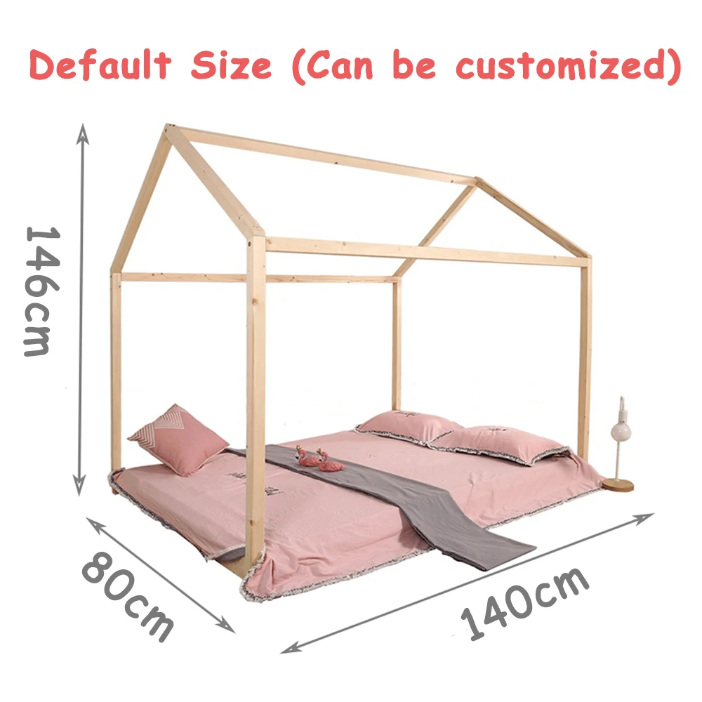 Ручной работы Монтессори напольная кровать рамки натуральный деревянный дом, подходит для малышей кровать матрас для