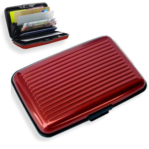 

Wholesale 10pcs Porte-Cartes ROUGE CB Carte Bleue Visite ALUMINIUM RIGIDE Security Credit Cards Wallet Holder ROUGE