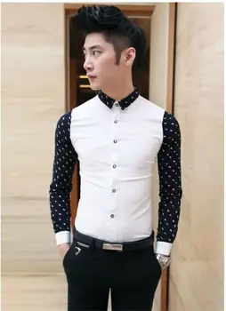 

Men'S Fashion Men Shirt Slim Square Collar Long-Sleeved Male Mercerized Cotton Without Iron Shirt 3 Colors 509