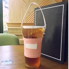 Набор холщовых чашек, 1 набор, сумка-тоут для стаканчиков, рукав-кружка, сплошной цвет, стильный дизайн, милый и нежный, приветствуется, Прямая поставка