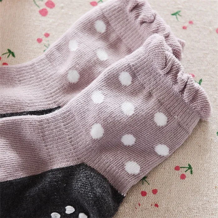 Детские носки для девочек на пике моды, осень-зима, 6 пар в упаковке/партии, детские противоскользящие носки узор в горошек, C-cll-001-6