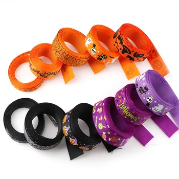 

5 Yards 10mm,25mm Printed Skull Pumpkin Single Face Ribbon For Halloween Party DIY Craft Decor Gift Package Webbings