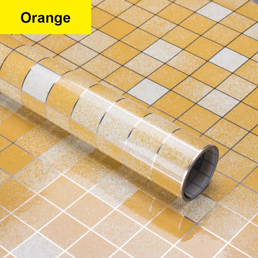 45 см X 5 м Корея виниловые DIY настенные Стикеры для ванной комнаты водонепроницаемые самоклеющиеся обои кухня мозаика плитка наклейка s наклейки домашний декор - Цвет: Orange