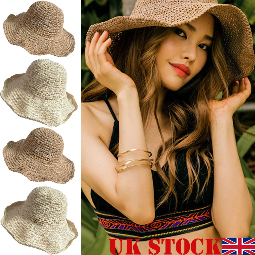 Популярная летняя соломенная шляпа с широкими полями для женщин, женская пляжная Складная соломенная шляпа с бантом и цветком, шляпа от солнца, один размер в ширину