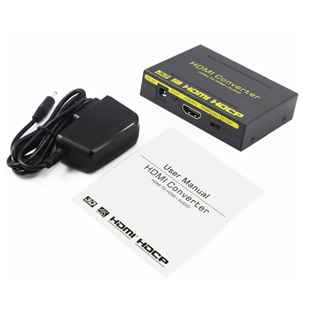 HDMI to HDMI+Audio Converter Audio Extractor (SPDIF+L/R) HDMI 1.4 Version HD Source 1080P 4Kx2K@30Hz  L+R and SPDIF Audio Output