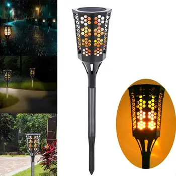 

1pcs Solar flashlight 96 LED solar powered spot light waterproof flickering flame lamp landscape outdoor ground decoration