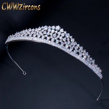 

CWWZircons Brilliant Cubic Zirconia Paved Luxury Wedding Hair Accessories Bridal Tiaras Crown Headband Jewelry For Prom A007