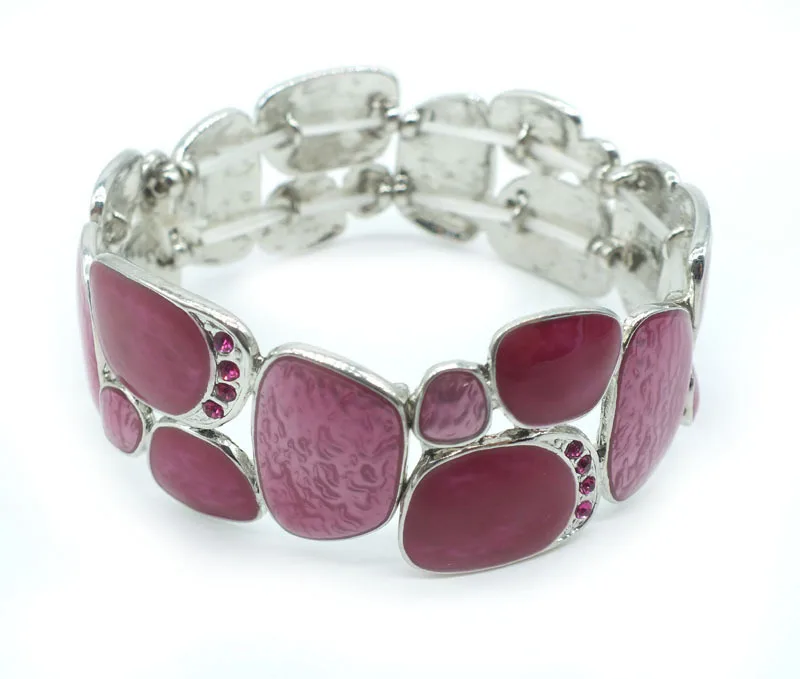 High Quality Oval Enamel Alloy bangles with Rhinestones Elastic Bangle Fashion jewelry wholesale