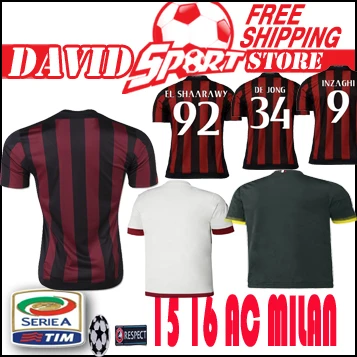 AC Milan long sleeve soccer jersey 15 16 Home AC Milan Camiseta EL SHAARAWY  HONDA MENEZ White 2015 2016 Football Shirt Camisa - AliExpress