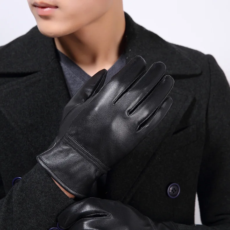 

Sell well Gloves men ,Genuine Leather,leather men gloves,mens black gloves,Warm lined,Leather gloves men, Free shipping KWA556