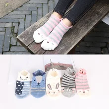 Женские хлопковые носки, стереоскопические милые женские носки в виде животных, кавайный Кот с собакой, летние короткие носки, женские повседневные Мягкие забавные носки
