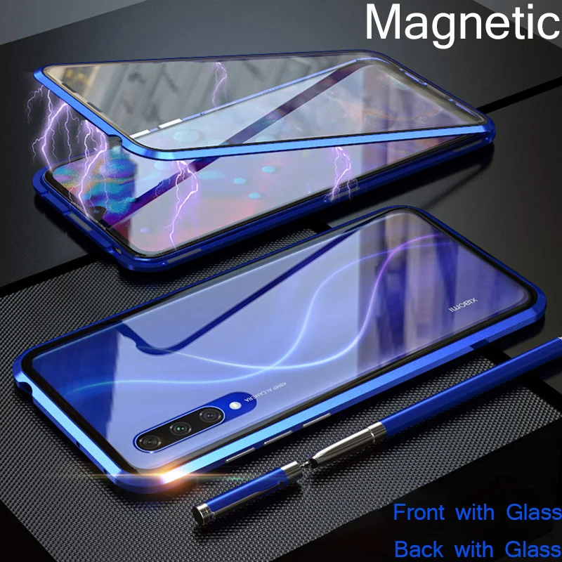 Магнитный чехол для Xiaomi cc9 CC9E передний + задний двухсторонний из закаленного
