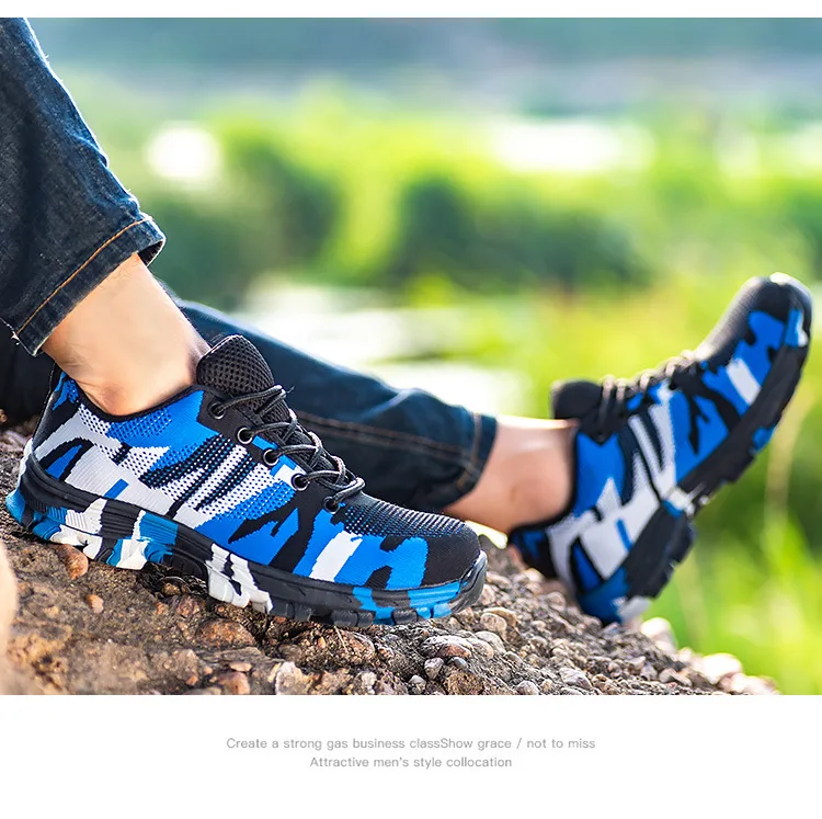 Men;s Steel Toe Shoes Men Work Boots Breathable Work Safety Shoes for Man Steel Puncture Proof Construction Safety Boots