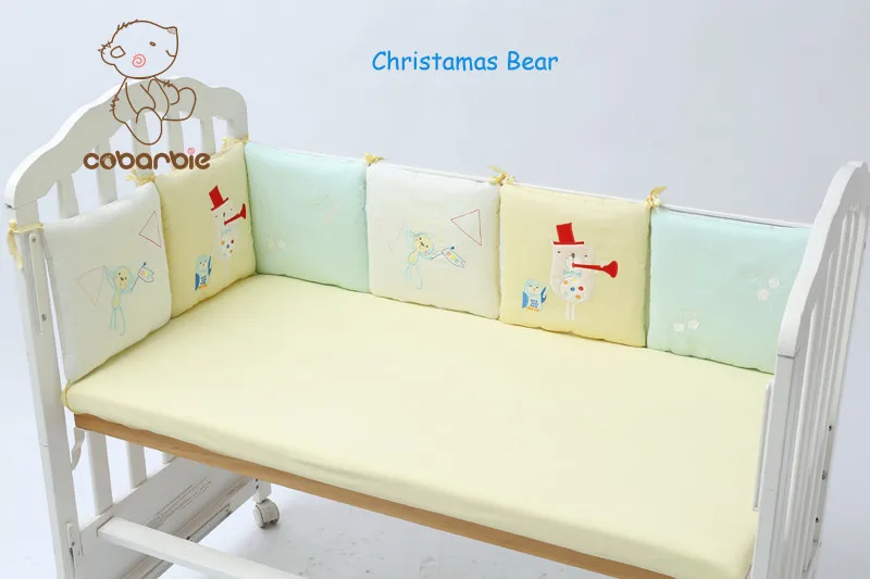 6 шт./лот детская кроватка бампер кровать Протектор Детские плюшевые детские постельные принадлежности Рождественский медведь с принтом «обезьяна» pilliow подушки