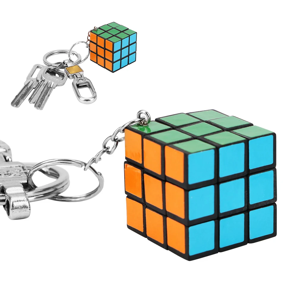 Rubik's Cube Puzzle Keyring Car Keychain Magic Toys Key Chain Mini