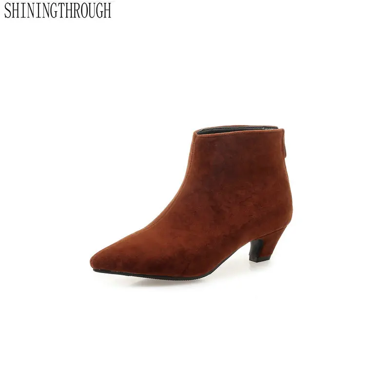 

2019 women fashion erogenous ankle women boots leathern pointed toe 4cm med heel spring autumn casual party shoes