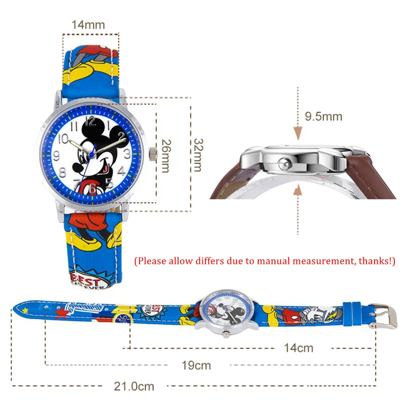 Mickey Minnie Child Leather Quartz Fashion Digital Disney Brand Watches Kids Cartoon Sport Simple Watch Boys Girls Student Clock