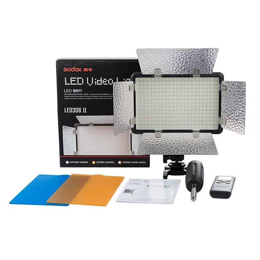 

Godox LED308W II 5600K LED Video Studio Light Panel + Remote Control & Barndoor for Photography Photo Lighting