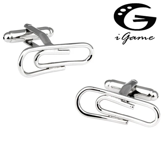 

Promotion!! Clip Cufflinks Silver Color Novelty Paper Clip Design Copper Material Free Shipping