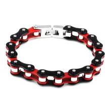 El más nuevo cadena de la bicicleta de color rojo y negro de moda de acero de titanio personalidad hombres y mujeres ciclismo pulseras