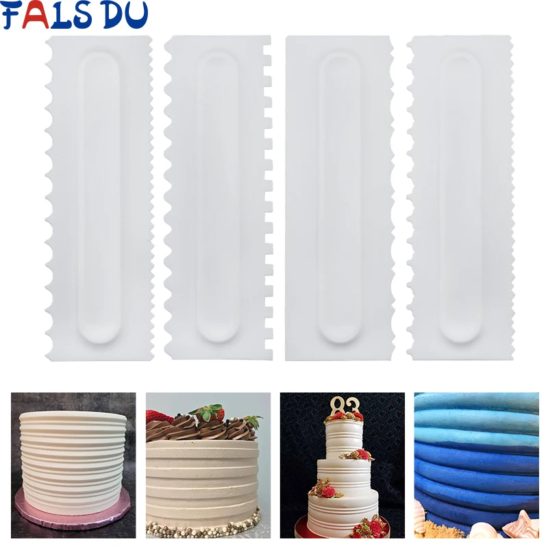  4Pcs/Set Cake Decorating Comb Cake Scraper Smoother Cream Decorating Pastry Icing Comb Fondant Spat