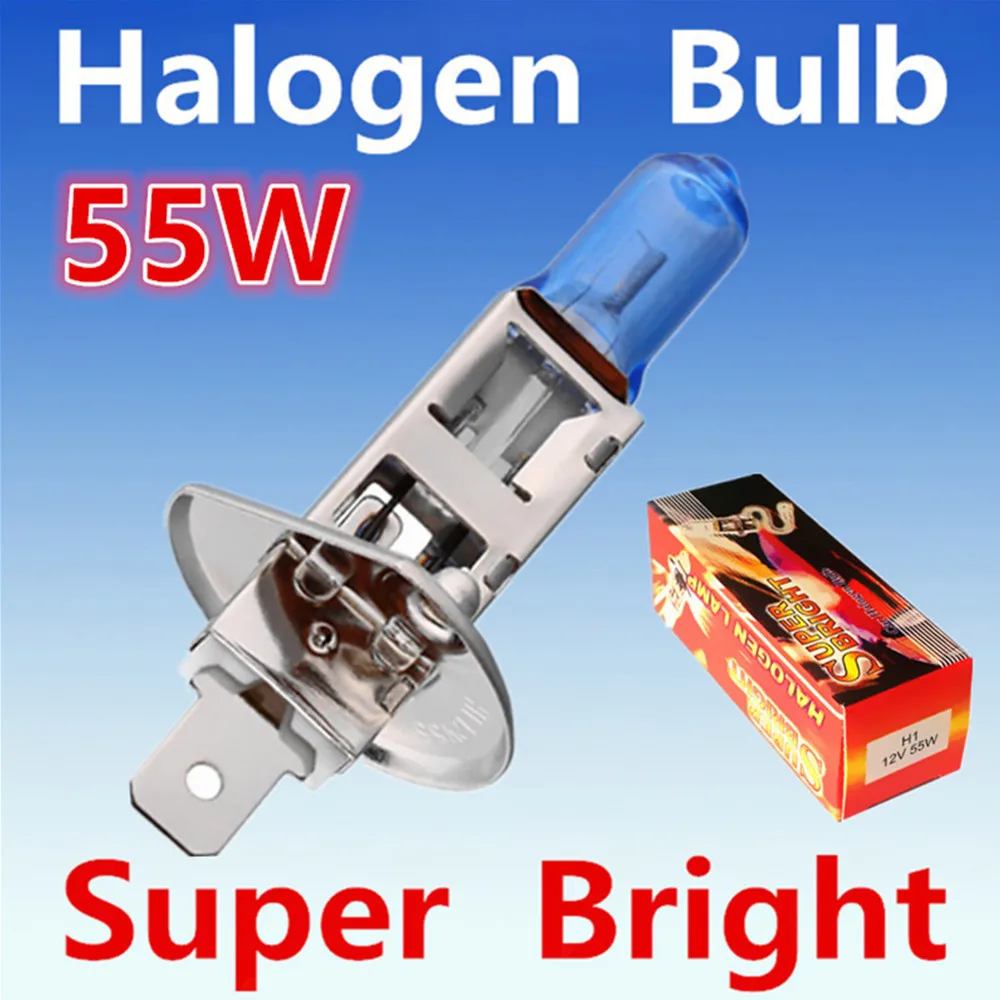 2pcs H1 55W 12V Super Bright White Fog Halogen Bulb Car Headlight Lamp Parking External Lights Xenon Car Light Source