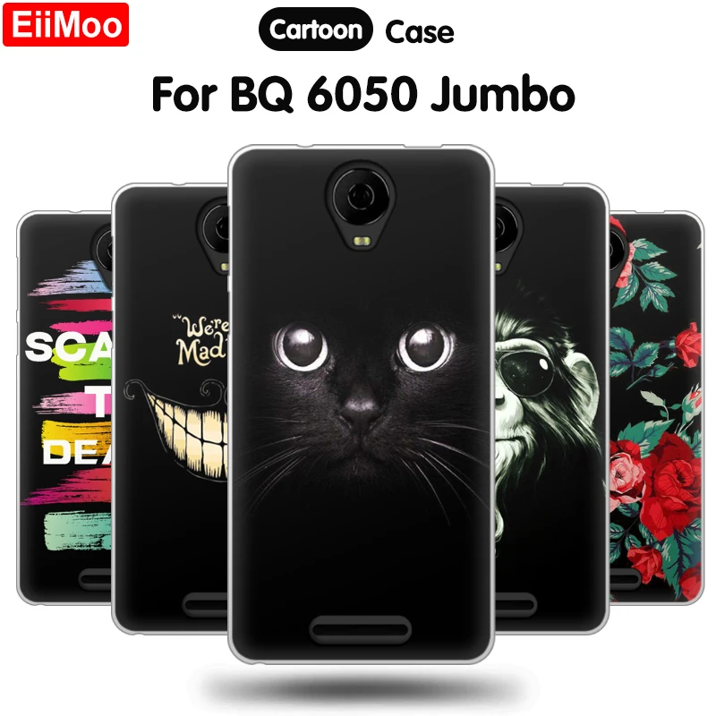 

EiiMoo Phone Case For BQ 6050 Jumbo BQ6050 Case Cute Floral Printed Silicone Back Cover For BQ Jumbo 6050 BQ-6050 Case Cover 6.0