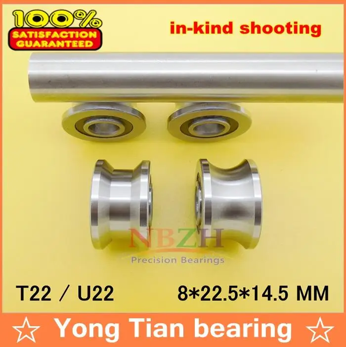 

Free Shipping NBZH Bearing2pcs U Groove Ball Bearing Guide Track Roller Bearings U22 TU22 T-U-22 8*22.5*14.5*13.5mm