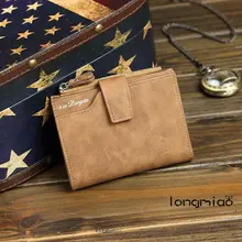 longmiao Short Wallets PU Leather Brand Men Wallets Dollar Price Bifold Wallet Vintage Men Card Holder